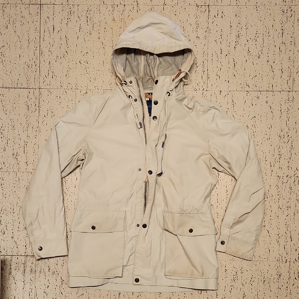 Cole Haan Gray Full Zip Long Oversized Windbreaker Fall Hoodie Jacket